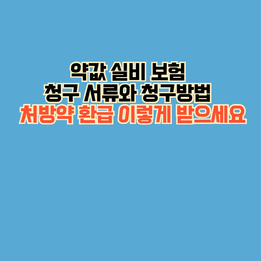 약값 실비 보험 청구 서류와 청구방법 – 처방약 환급 이렇게 받으세요