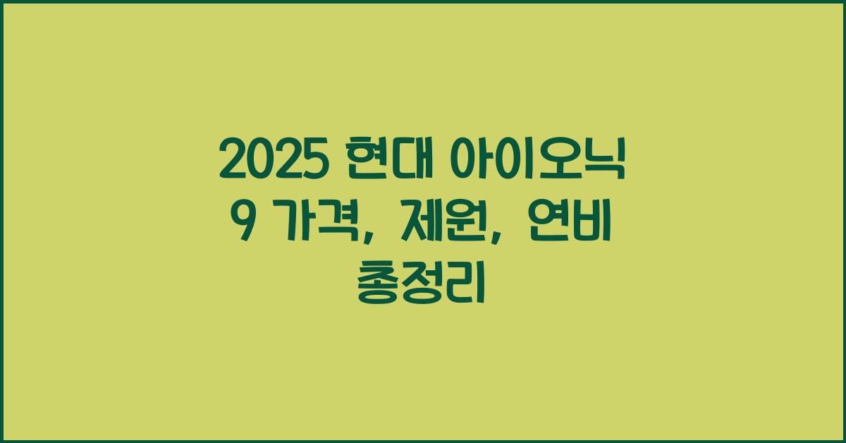 2025 현대 아이오닉 9 가격, 제원, 연비