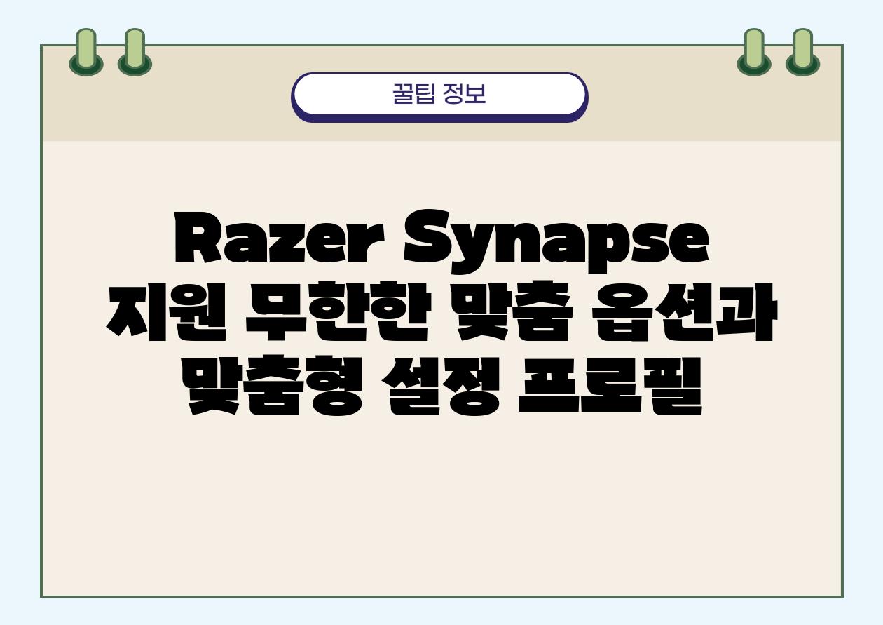 Razer Synapse 지원 무한한 맞춤 옵션과 맞춤형 설정 프로필