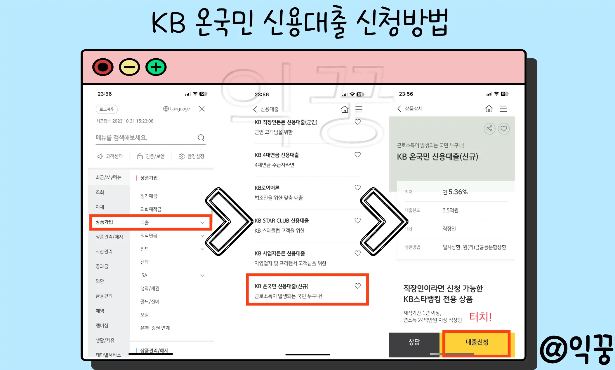 KB 온국민 근로소득자 신용대출 장점 조건 금리 신청방법4