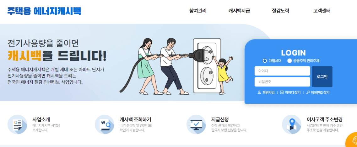 한전 에너지 캐시백 신청 방법