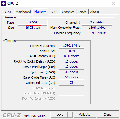 CPU-Z 메모리 화면