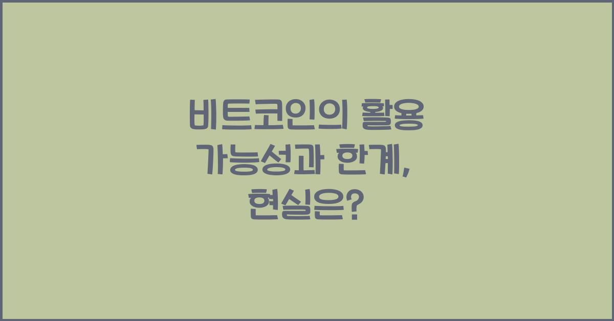 비트코인의 활용 가능성과 한계