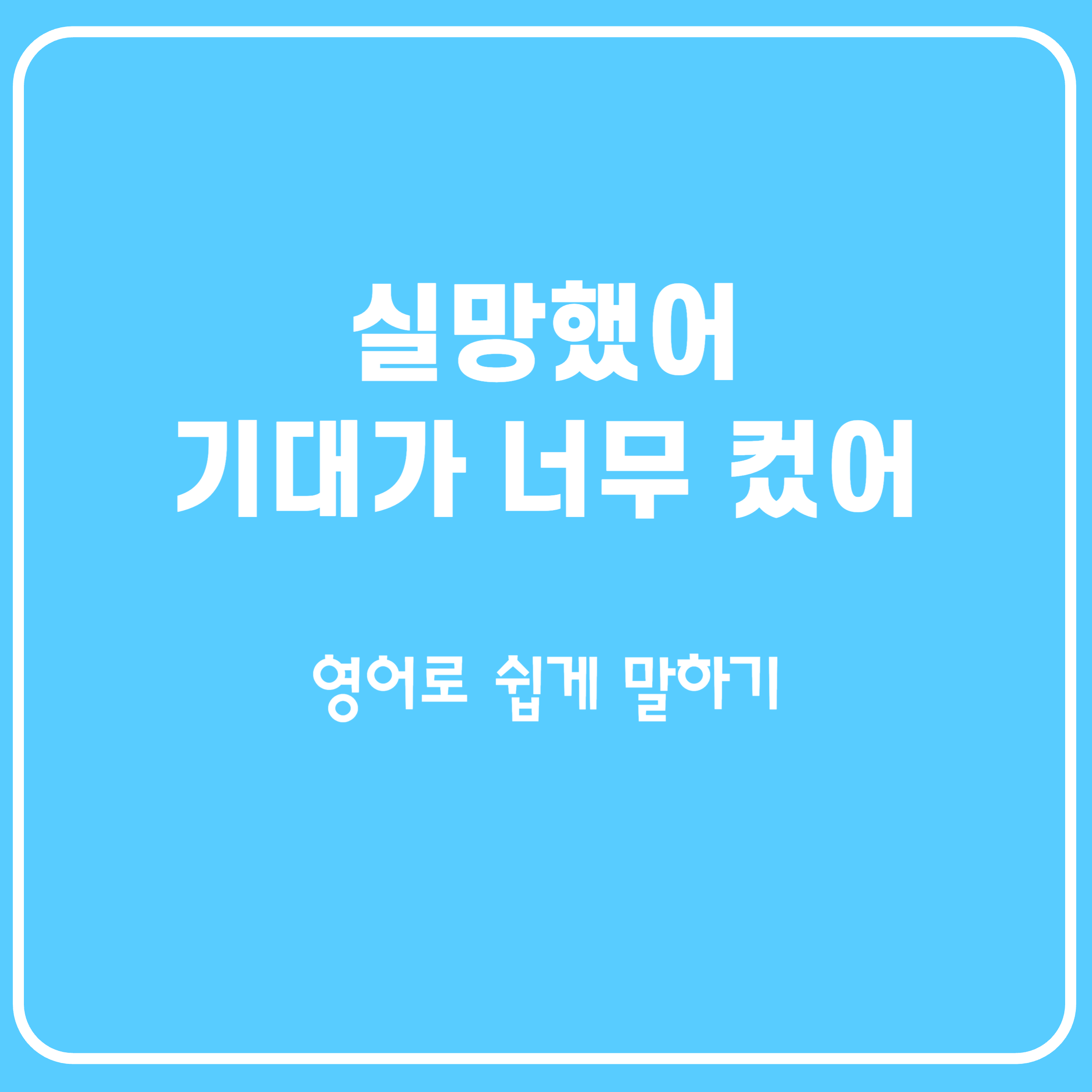 실망했어&#44; 기대가 컸던 것 같아 영어로 말하기