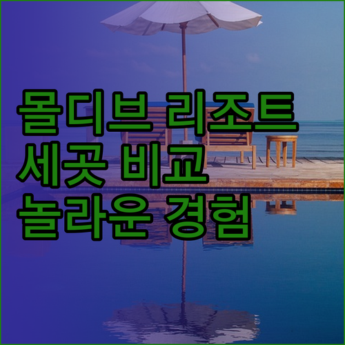 몰디브 리조트 추천 세 곳 비교분석 