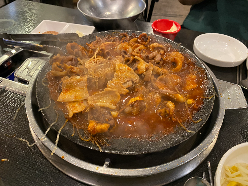 쭈꾸미 삼겹살 익힌 모습