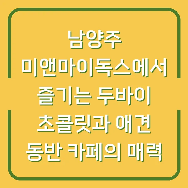 남양주 미앤마이독스에서 즐기는 두바이 초콜릿과 애견 동반 카페의 매력