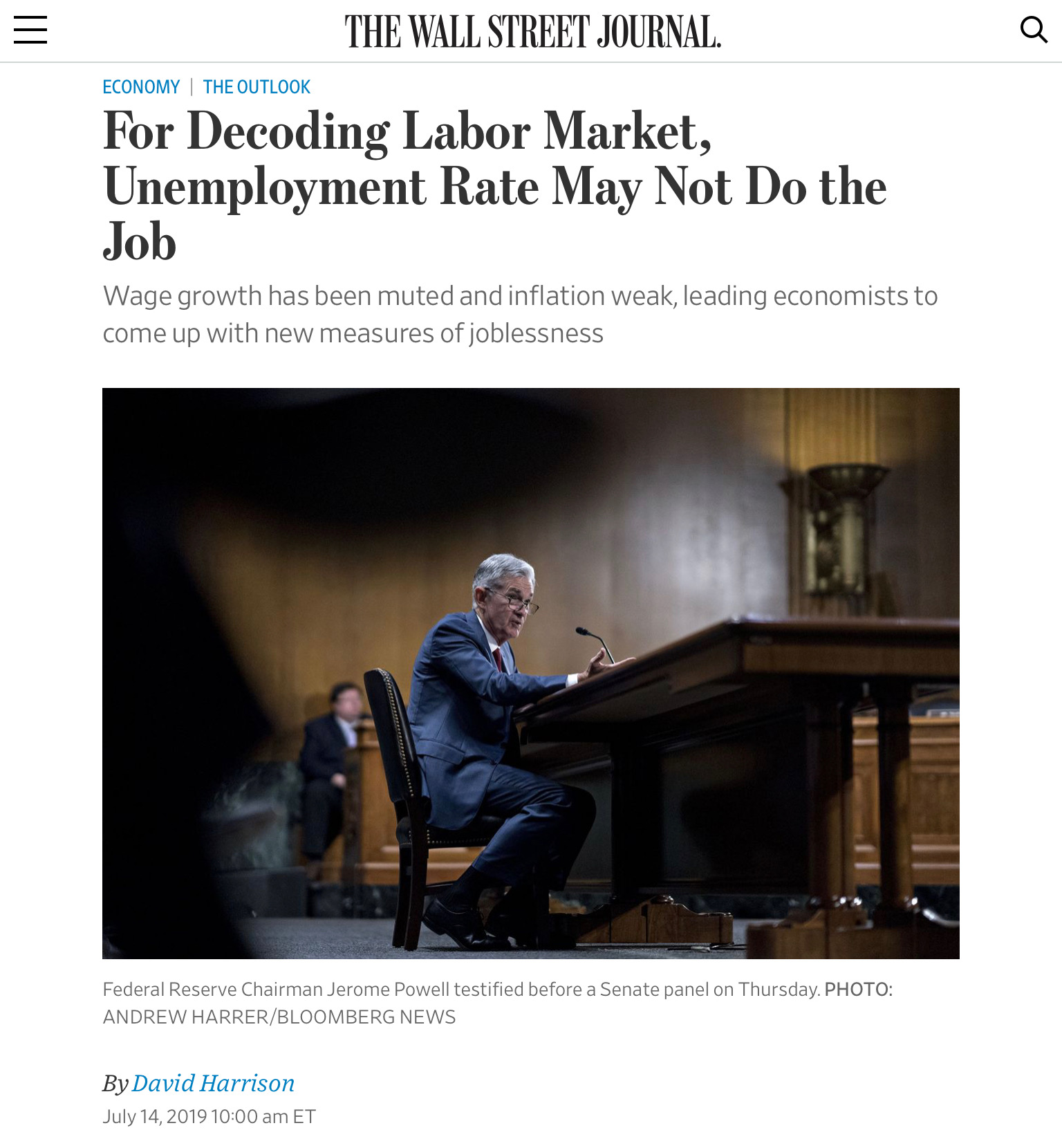  [30일 챌린지-영어기사] 2019.07.16  - For Decoding Labor Market, Unemployment Rate May Not Do the Job
