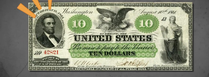 미국 정부 최초의 지폐 속 인물 제 16대 대통령 에이브러햄 링컨