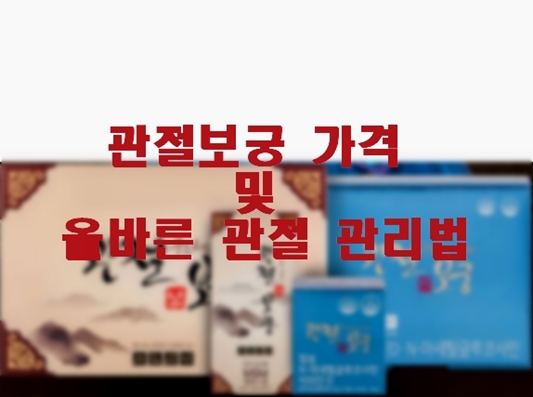  관절보궁 가격 및 올바른 관절 관리 법
