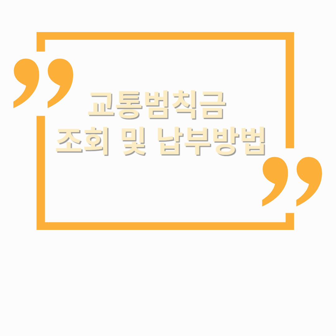 교통범칙금 조회 및 납부방법