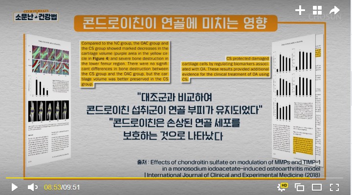  관절염 통증에 좋은 글루코사민과 콘드로이친
