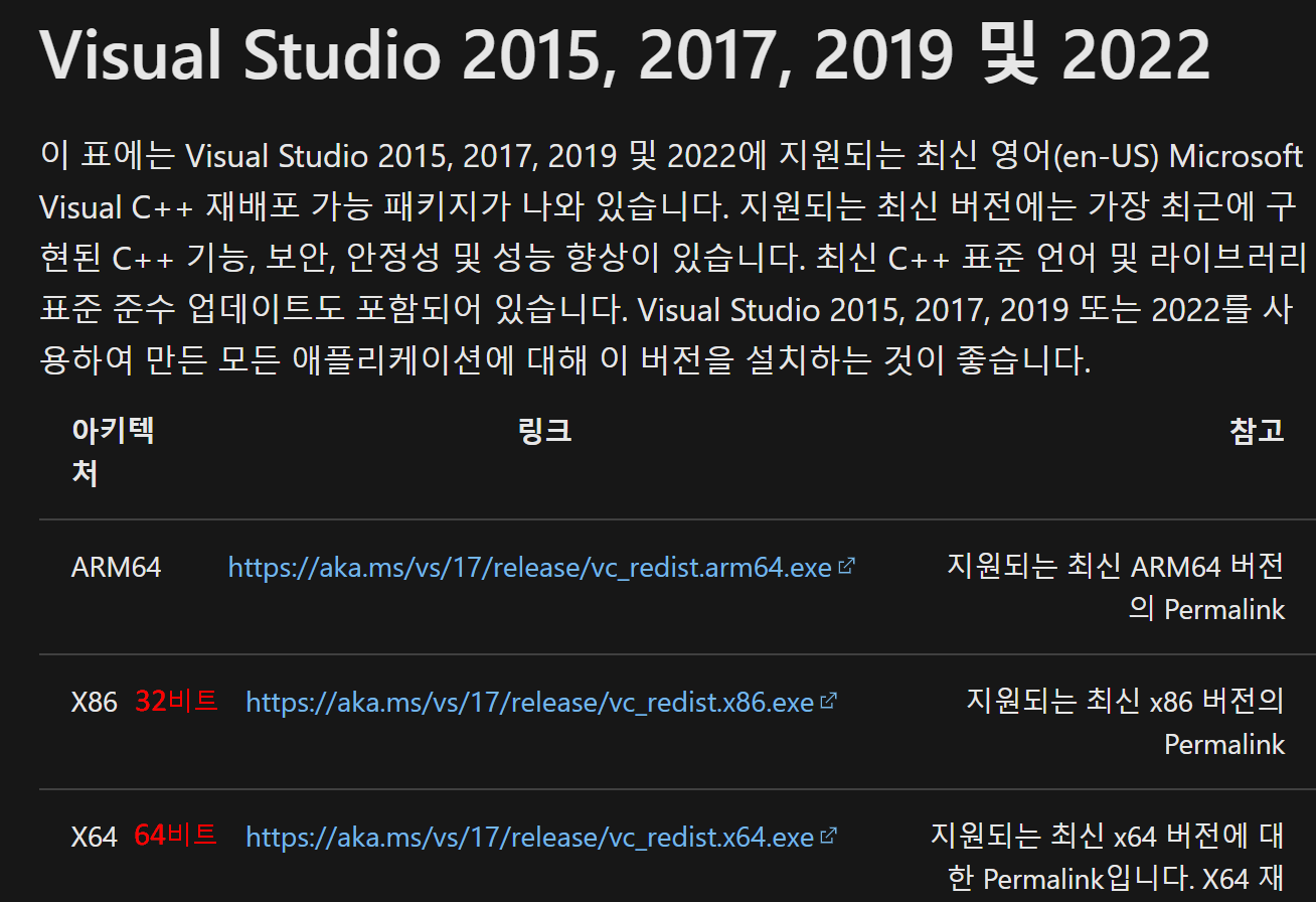 재배포 패키지 다운로드