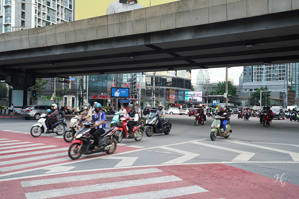 태국 방콕 교차로 오토바이 군단