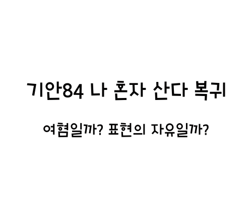 기안84 나 혼자 산다 복귀 여혐일까? 표현의 자유일까?