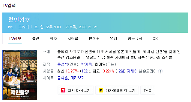  철인왕후 줄거리 , 시청률 총정리!