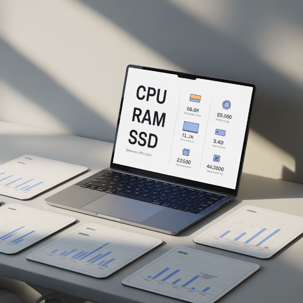노트북 사양 이해를 위한 기본 요소(CPU, RAM, SSD) 이미지