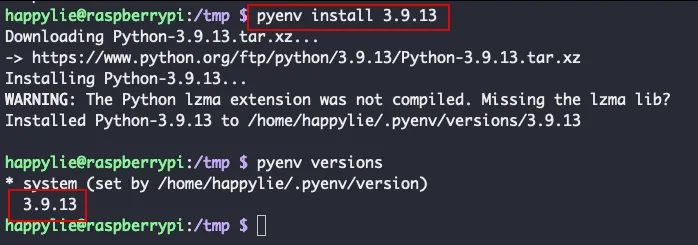 4.1 pyenv 3.9.13 설치 및 설치 확인