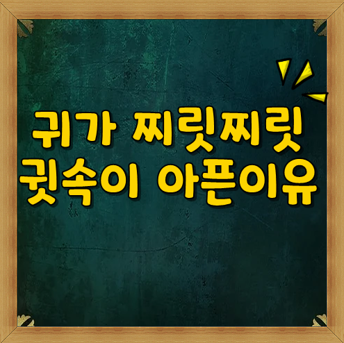  한쪽귀가아파요 귓가찌릿찌릿 아픈이유 / 자가체크리스트