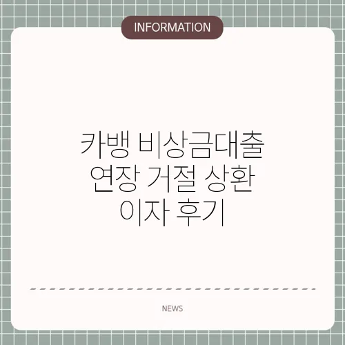 카뱅 비상금대출 연장 거절 상환 이자 후기
