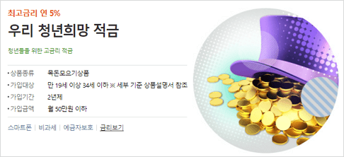 우리은행 2022 청년희망적금에 가입해보자