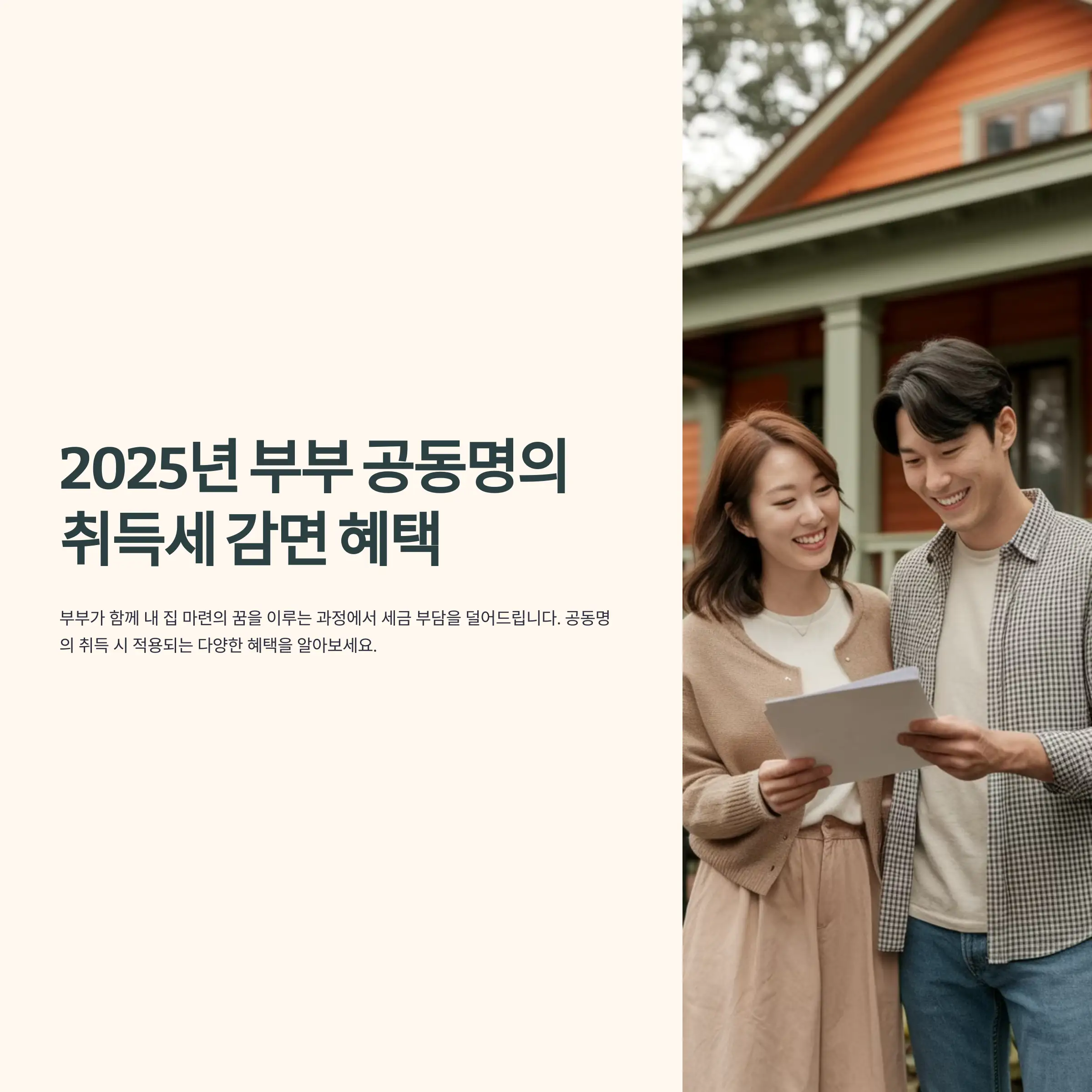 2025년 부부 공동명의 취득세 감면 혜택 신혼부부