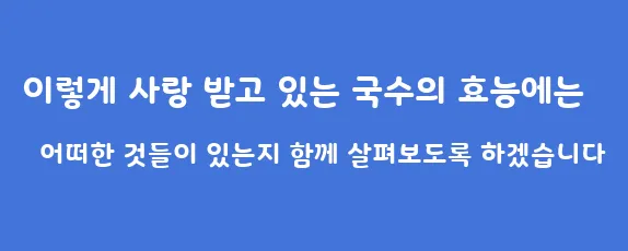 이렇게 사랑 받고 있는 국수의 효능에는 어떠한 것들이 있는지 함께 살펴보도록 하겠습니다
