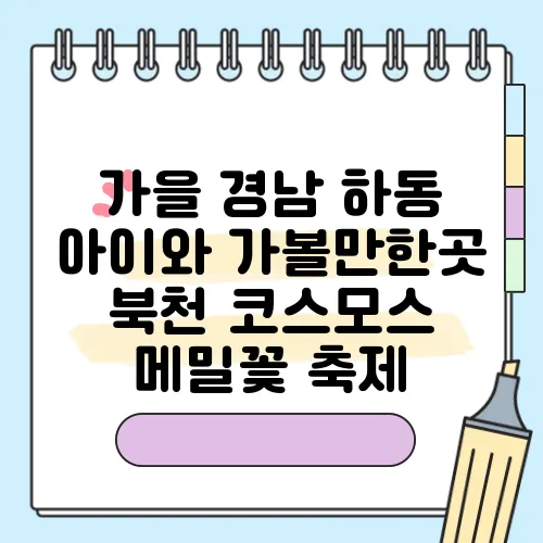 가을 경남 하동 아이와 가볼만한곳 북천 코스모스 메밀꽃 축제