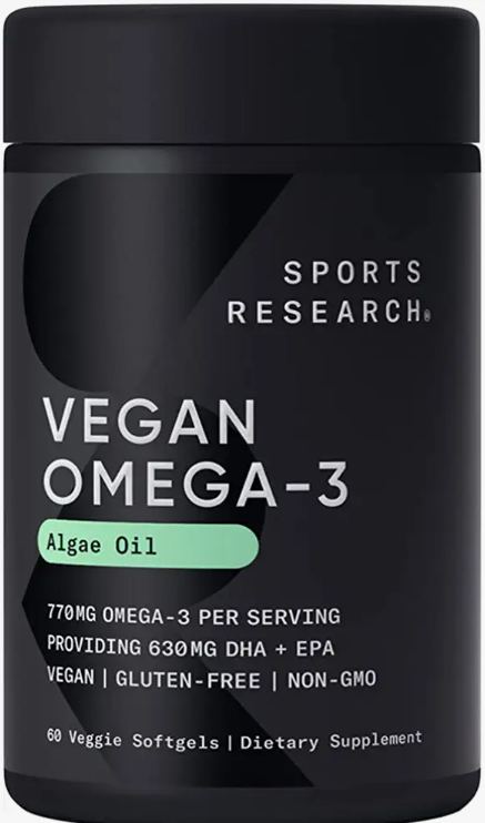 Sports Research Vegan Omega-3 Fish Oil Alternative from Algae Oil - Highest Levels of Vegan DHA & EPA Fatty Acids