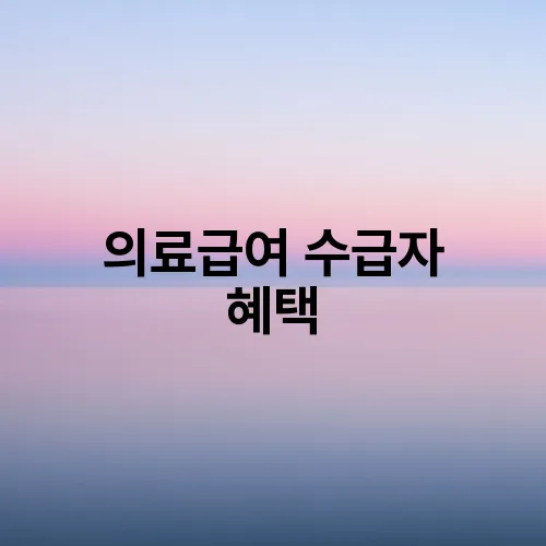 의료급여 수급자 혜택