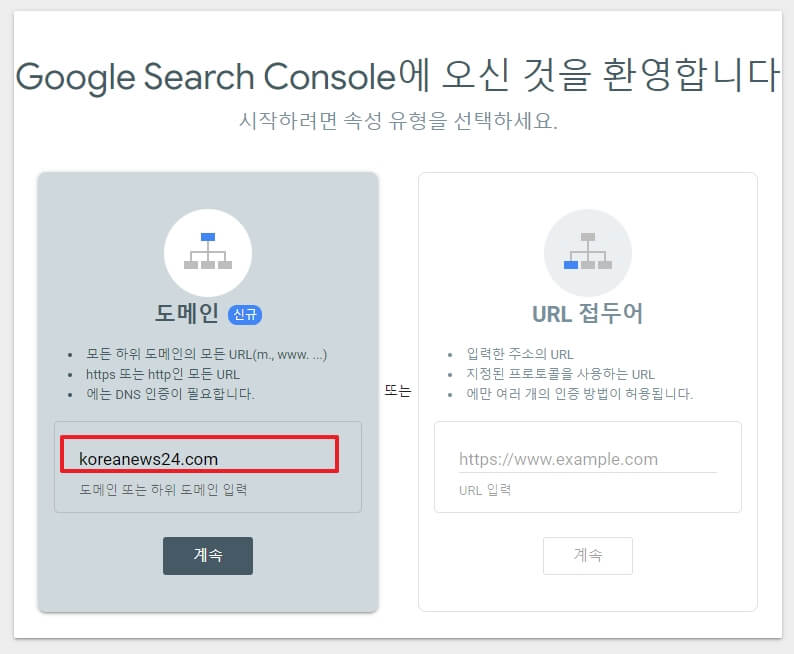 도메인-연결화면