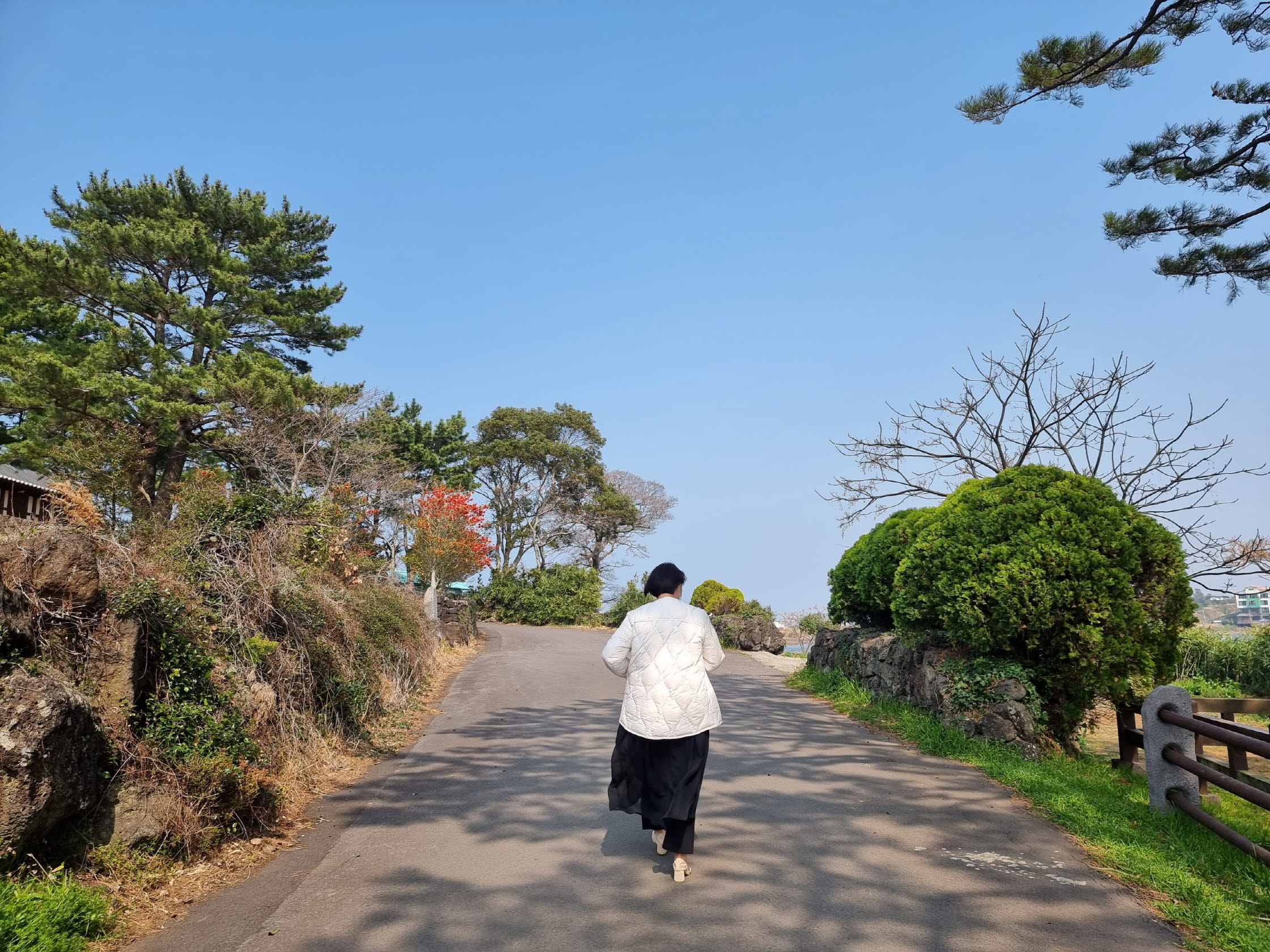 수산저수지 산책하는 여자