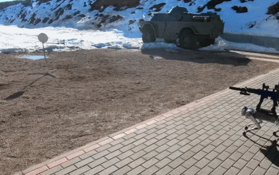  집에서 개인이 만든 로봇 개가 총을 발사하면? Video shows a homemade robot dog firing gun. Should you be worried?