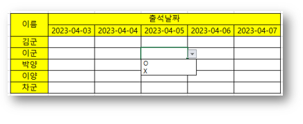 드롭다운 박스 생성