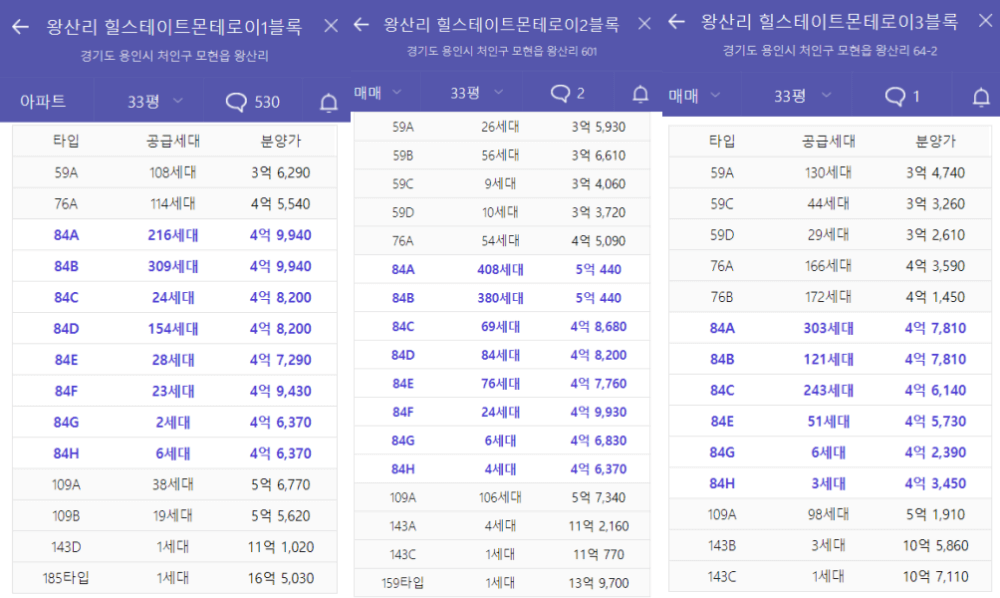 힐스테이트-몬테로이-분양가