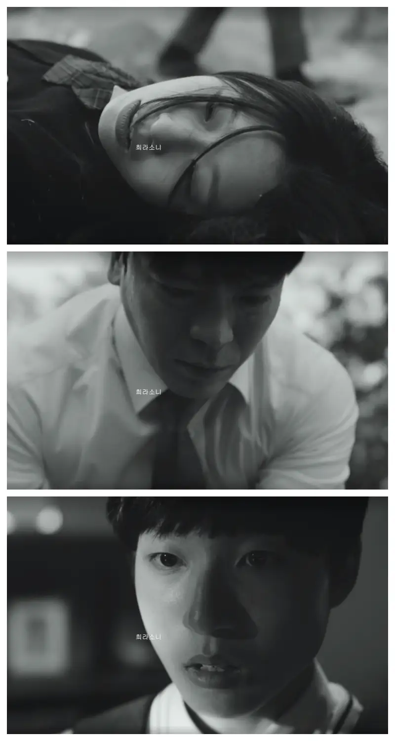숨이 붙어 있는 수민의 목을 졸라 살해하는 재호와 그 광경을 보는 승재.