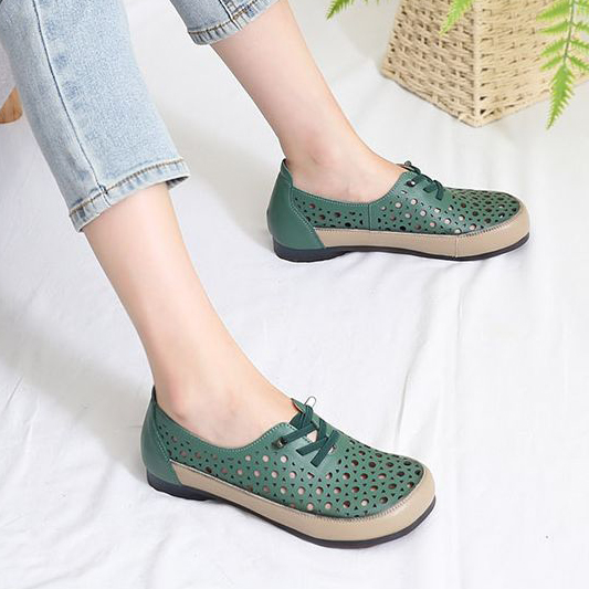  소가죽 펀칭 스트링끈 2cm 슬립온 로퍼
