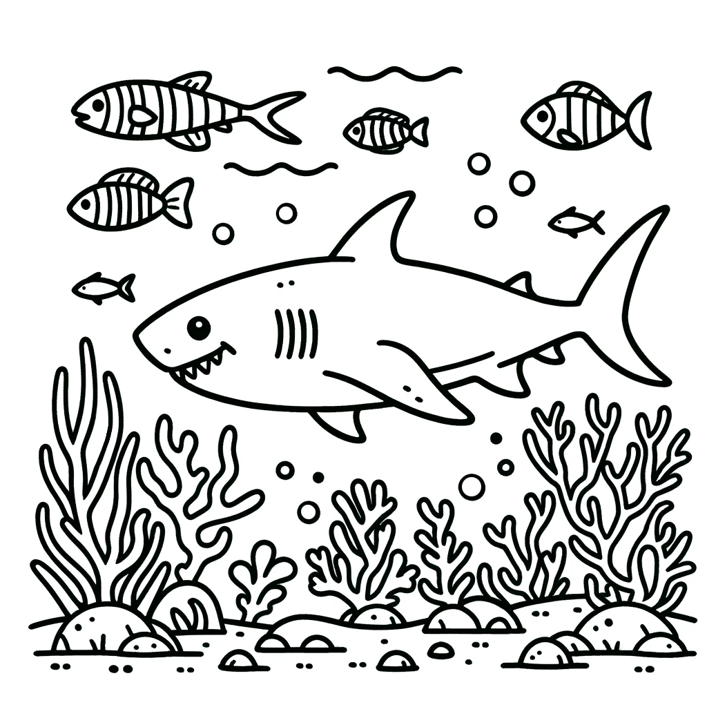 바다 상어 색칠공부 도안 shark coloring page
