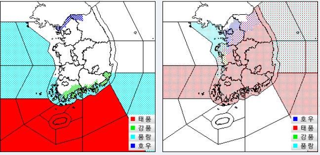 태풍-힌남노-영향으로-인한-기상특보-발효-현황-지도-사진