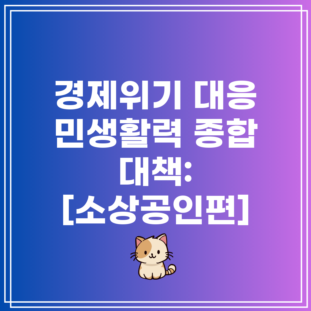 경제위기 대응 민생활력 종합 대책 [소상공인편]