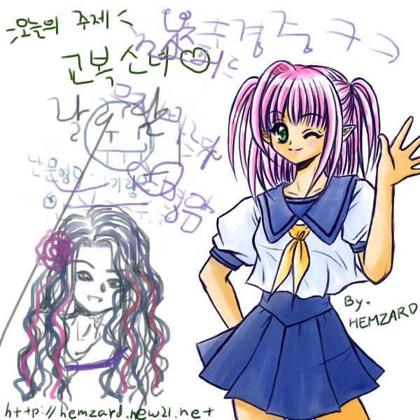  사촌동생이랑 한 오캔.. 교복입은 소녀