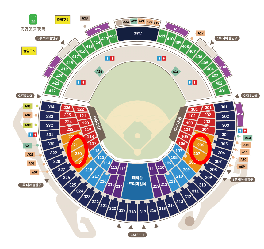 잠실야구장 좌석배치도