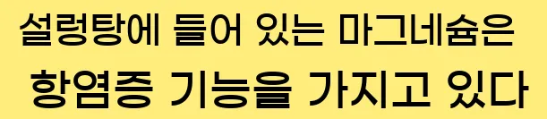  11. 설렁탕에 들어 있는 마그네슘은 항염증 기능을 가지고 있다.