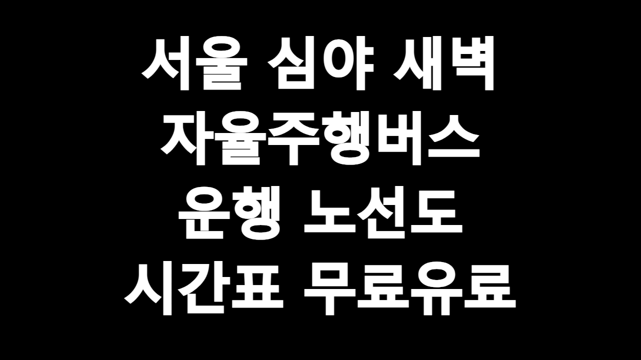  서울 심야 새벽 자율주행버스 노선도 운행 시간표 무료 유료 (기후동행카드)