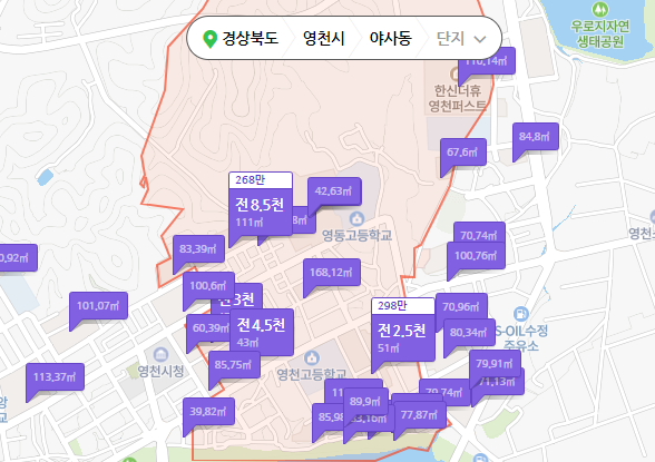 영천 야사동 아파트전세 매물