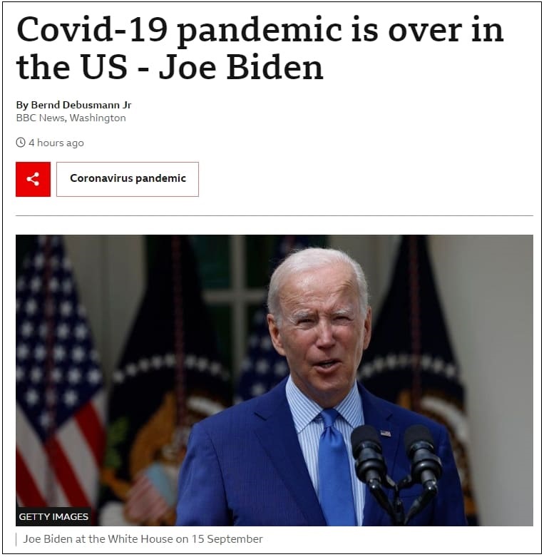 바이든&#44; 코로나 종식 선언...실질적 전세계 종식 Covid-19 pandemic is over in the US - Joe Biden