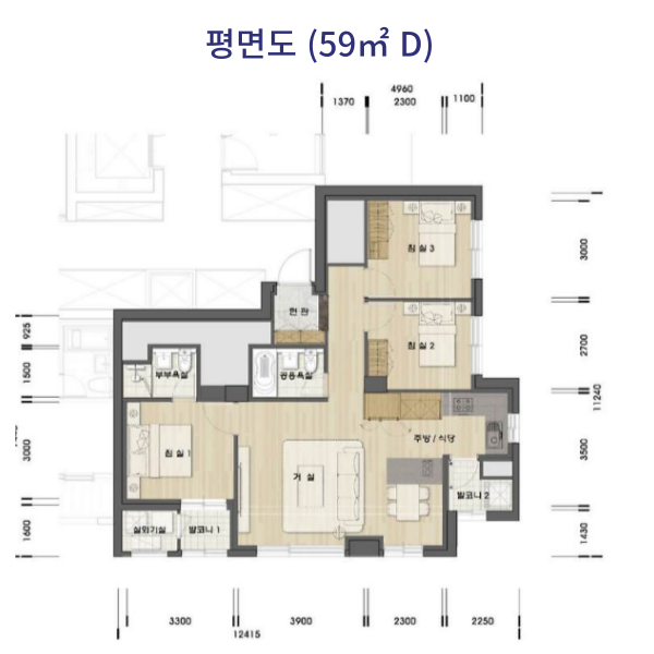 올림픽파크 포레온 평면도 59타입