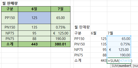 수식및 숫자서식(O)