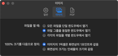 파일 그룹을 동일한 윈도우에서 열기