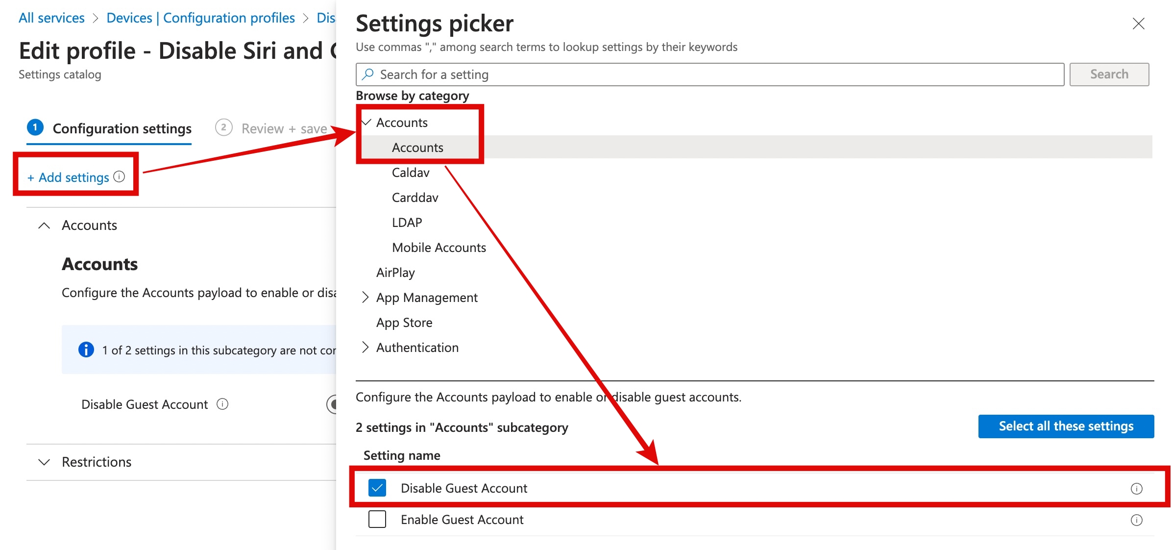 Intune guest account disable